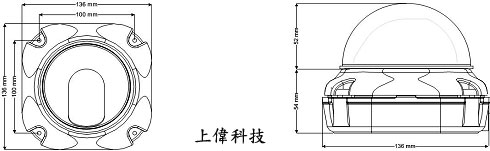 KC-5952V三軸防爆高解析變焦型紅外線彩色攝影機尺寸