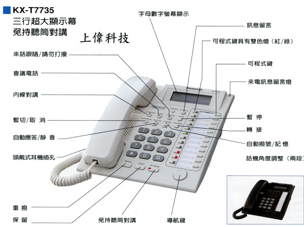 KX-T7735 Panasonic 三行螢幕顯示型功能話機