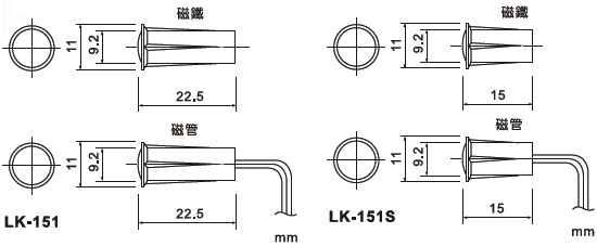 LK-151 木門 / 鋁門用隱藏式磁磺開關規格