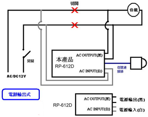 RP-612D 室外防水型雙頭紅外線感應自動開關配線範例