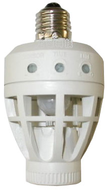 JRC-501 紅外線自動感應燈泡座(任何型式燈泡或省電燈泡均適用)-燈泡照明自動化,免配線 ,安裝容易, 使用者僅須將原有燈泡轉下, 再將此開關座轉上即可,完全DIY'人員接近自動開燈,離開後自動關燈'安全、方便、省電又省錢'適用於所有類型的省電及一般燈泡,本產品不適用備有調光器控制之燈具'適用於公共走道, 逃生樓梯間, 門前燈, 屋內走廊以及閣樓等處'可依工程需求將感應球光罩延伸燈座外固定該項產品除具有極佳的省電及使用方便外, 還有更靈敏的360度角偵測範圍. 有三個微調扭位於本體上方, 包括感應靈敏度(SENSOR), 照明延遲時間長短(TIME)及啟動方式(LITE), 可選擇24小時感應或只有晚上,由上偉科技專業銷售'工程安裝'維修服務,洽詢電話02-22267567(代表號)由專人服務