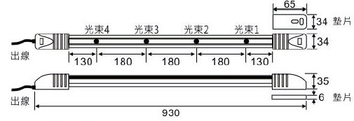 LK-20HM4 四光束窗型紅外線偵測器外型尺寸 (93cm長)-(20公尺室內外防水型),由上偉科技專業銷售'設備保固'維修服務,洽詢電話02-22267567(代表號)由專人服務