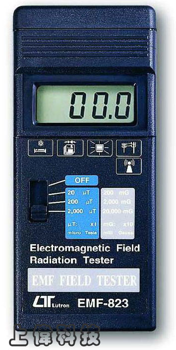 EMF-823電磁波測試器-MF-823 電磁波測試器用於快速 ' 簡單精確測量電力線週邊'家電產品及工業設備的電磁波輻射的強度'20/200/2,000 micro Tesla, 200/2,000/20,000 milli Gauss 廣泛的測量範圍'EMF-823 以手持方式有效測量 50Hz /60Hz 頻寬範圍內電磁波輻射的強度,由上偉科技專業銷售'工程安裝'維修服務,洽詢電話02-22267567(代表號)由專人服務