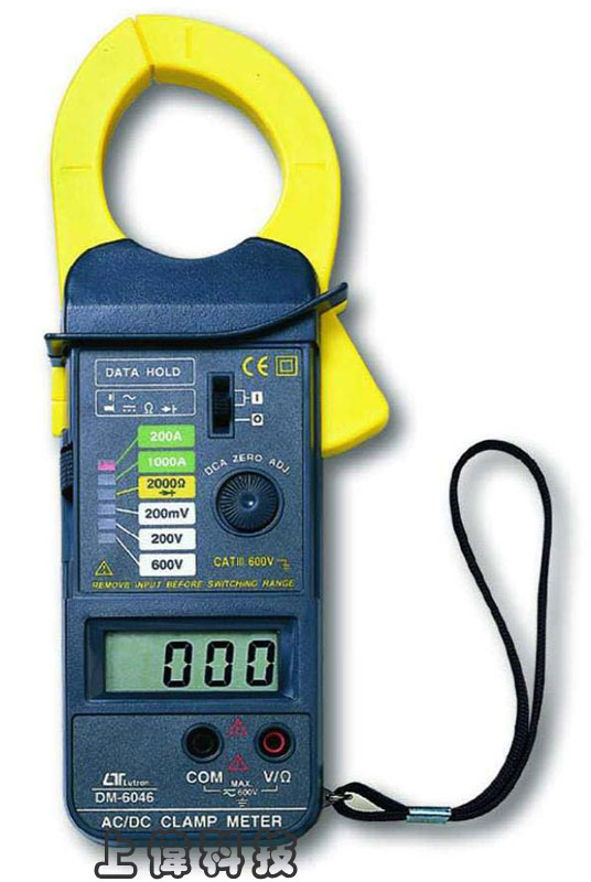 DM-6046交直流鉤錶-交直流電壓:0.1mV ~ 600V ±1%'交直流電流:0.1A ~ 1000A ±1.5%'電阻:0 ~ 2000歐姆 ±1%'讀值鎖定功能'鉤部口徑 32mm,由上偉科技專業銷售'工程安裝'維修服務,洽詢電話02-22267567(代表號)由專人服務