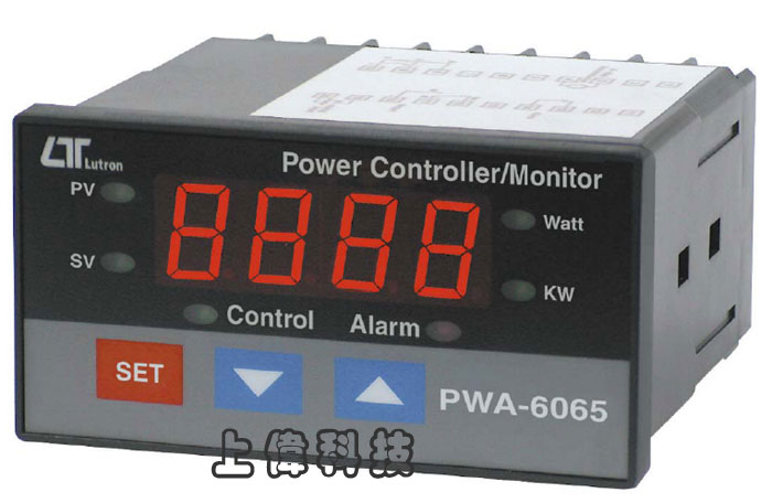 PWA-6065 功率控制顯示錶-測量範圍(不外接 CT/PT 時):瓦特 : 0 ~ 6000瓦 (WATT) (真均方根植測量),交流電壓 : 0 to 600.0 ACV, 40 to 400 Hz, 交流電流 : -0 to 10.00 A, 40 to 400 Hz'電流輸入可外接 CT . CT100A/5A 或 CT1000A/5A'電壓輸入可外接PT測量使用'上限或下限範圍設定及警報設定功能'上限或下限設定及警報設定繼電器輸出'工作電源:AC90 ~ 264V (50/60HZ)'RS-232 / USB 連接介面,由上偉科技專業銷售'工程安裝'維修服務,洽詢電話02-22267567(代表號)由專人服務