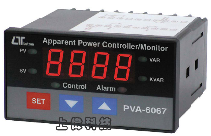PVA-6067 視在功率控制顯示錶-測量範圍(不外接 CT/PT 時):VA:0 ~ 6000VA (真均方根植測量)'交流電壓 : 0 to 600.0 ACV, 40 to 400 Hz.'交流電流 : -0 to 10.00 A, 40 to 400 Hz.'電流輸入可外接 CT . CT100A/5A 或 CT1000A/5A'電壓輸入可外接PT測量使用'上限或下限範圍設定及警報設定功能'上限或下限設定及警報設定繼電器輸出'工作電源:AC90 ~ 264V (50/60HZ)'RS-232 / USB 連接介面,由上偉科技專業銷售'工程安裝'維修服務,洽詢電話02-22267567(代表號)由專人服務