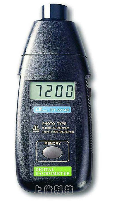DT-2234B光電轉速計-測試範圍 : 5.0 ~ 99999 RPM'測試距離 : 5 ~ 15公分.最遠 30 公分'5位數液晶顯示器'精確度 : ±0.05%'可記錄測量過程中之最大/最小/最後值,由上偉科技專業銷售'工程安裝'維修服務,洽詢電話02-22267567(代表號)由專人服務