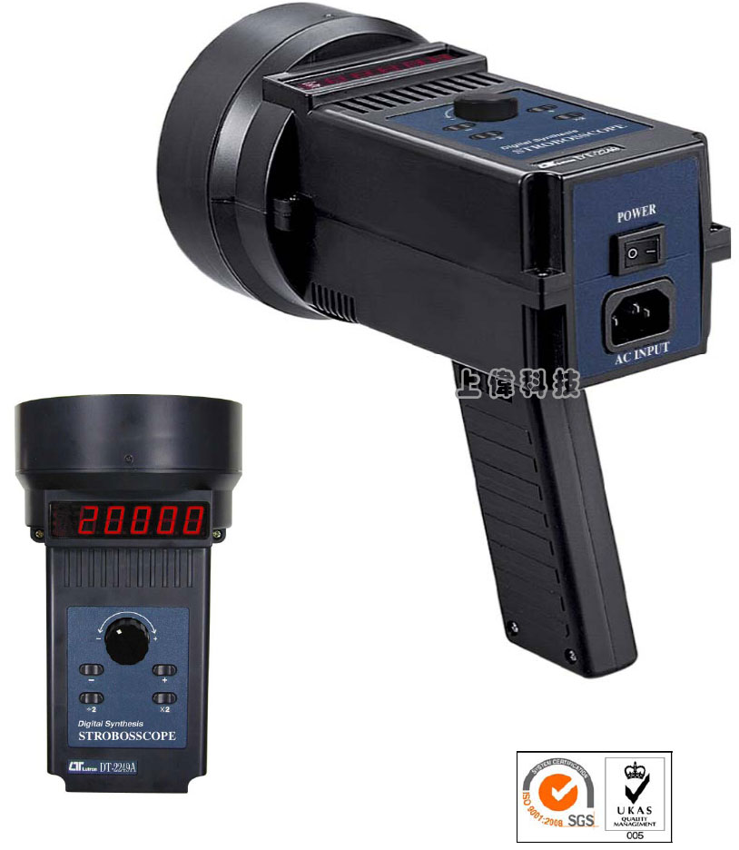 DT-2249A閃光同步轉速儀-測量範圍 : 60 ~ 30000 RPM /FPM'精確度 : ±0.05%'5位數紅色LED顯示器'具有飛梭旋鈕及按鍵式雙模調整轉速'工作電源 : AC110V 或 220V 選擇,由上偉科技專業銷售'工程安裝'維修服務,洽詢電話02-22267567(代表號)由專人服務