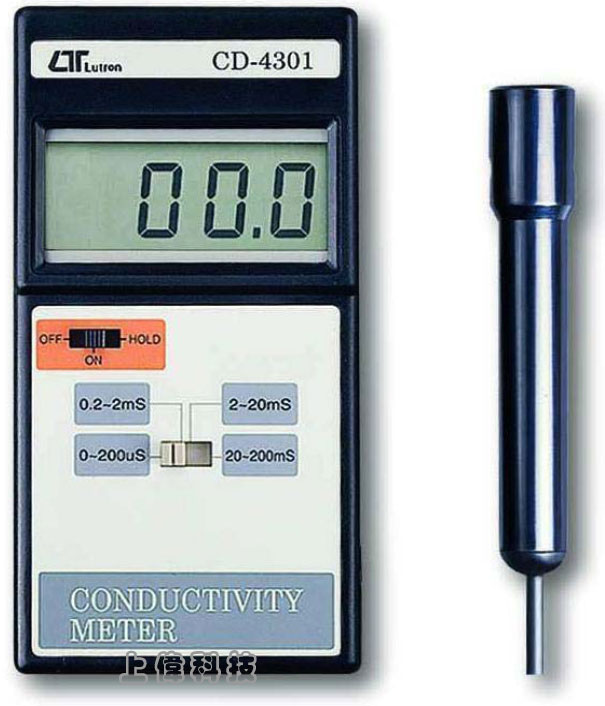 CD-4301專業型電導度計-測量範圍 :0.1 ~ 199.9uS,0.2 ~ 1.999mS,2 ~ 19.99mS,20 ~ 199.9mS'精確度 : ±2% (滿刻度)'具有自動溫度補償功能'具讀值鎖定功能,由上偉科技專業銷售'工程安裝'維修服務,洽詢電話02-22267567(代表號)由專人服務