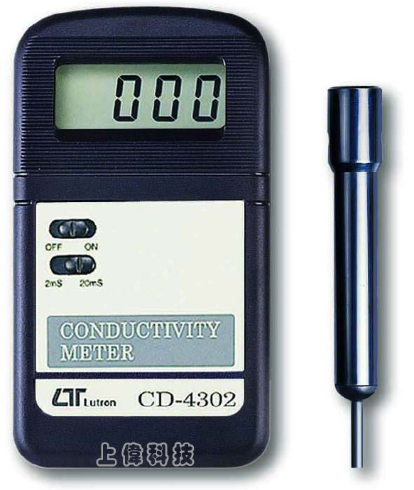 CD-4302迷你型電導度計-測量範圍 :0.001 ~ 1.999m,2 ~ 19.99mS'精確度 : ±2% (滿刻度)'具有自動溫度補償功能'體積小'攜帶方便,由上偉科技專業銷售'工程安裝'維修服務,洽詢電話02-22267567(代表號)由專人服務