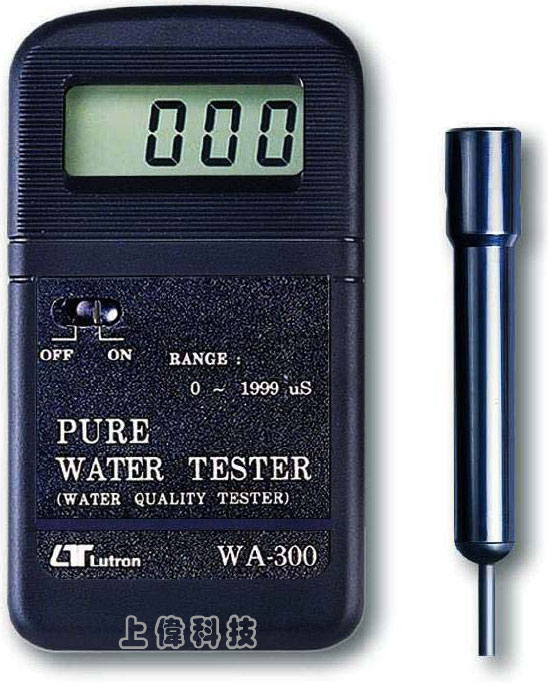 WA-300水質測試器-測量範圍 : 0.1 ~ 199.9 uS'精確度 : ±4%'適合家庭用水'飲用水'純水製造'冷卻水及一般水質檢測'體積小'攜帶方便,由上偉科技專業銷售'工程安裝'維修服務,洽詢電話02-22267567(代表號)由專人服務
