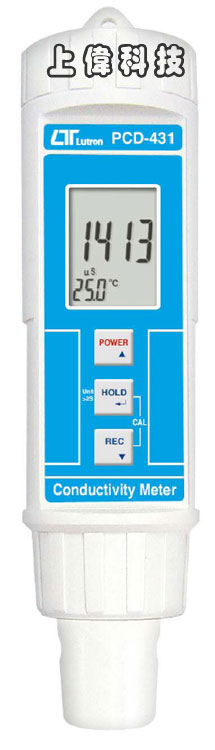 PCD-431筆型電導/總固體溶解量測計-電導 : 2 ~ 2000uS,2 ~ 20.00mS'TDS:132 ~ 1320 ppm,1320 ~ 13200 ppm'溫度範圍 : 0 ~ 60ºC'具有自動溫度補償功能'外殼防水等級 IP67'可記錄最大值,最小值及讀值鎖定,由上偉科技專業銷售'工程安裝'維修服務,洽詢電話02-22267567(代表號)由專人服務