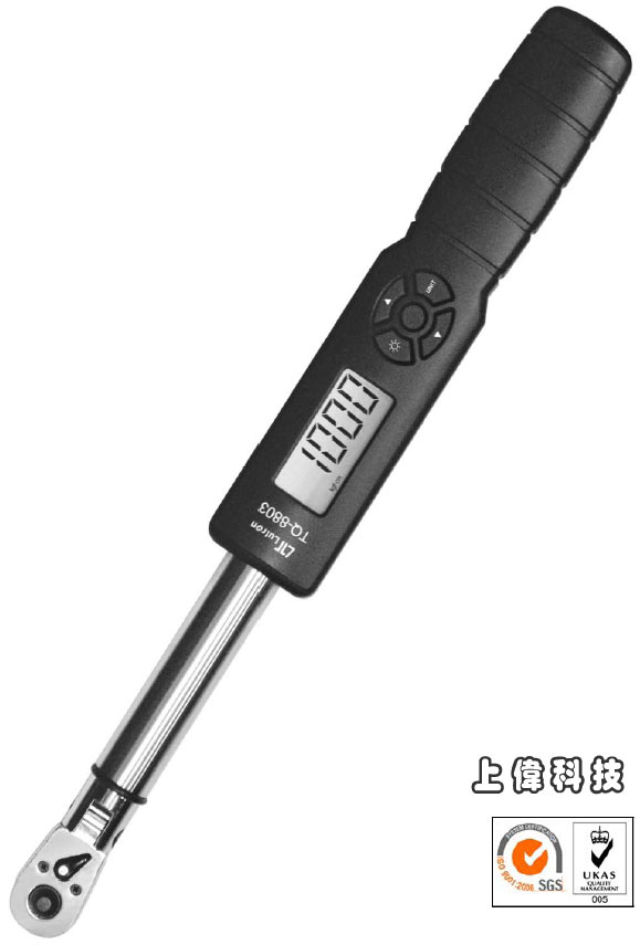 TQ-8803電子式扭力板手-測量範圍 : 50~1000 公斤/公分'三種單位選擇 : 公斤/公分,磅/吋,牛頓/公分'精確度 : ±1% F.S'警報值設定及蜂鳴警示功能'測量值鎖定及背光顯示功能,由上偉科技專業銷售'工程安裝'維修服務,洽詢電話02-22267567(代表號)由專人服務