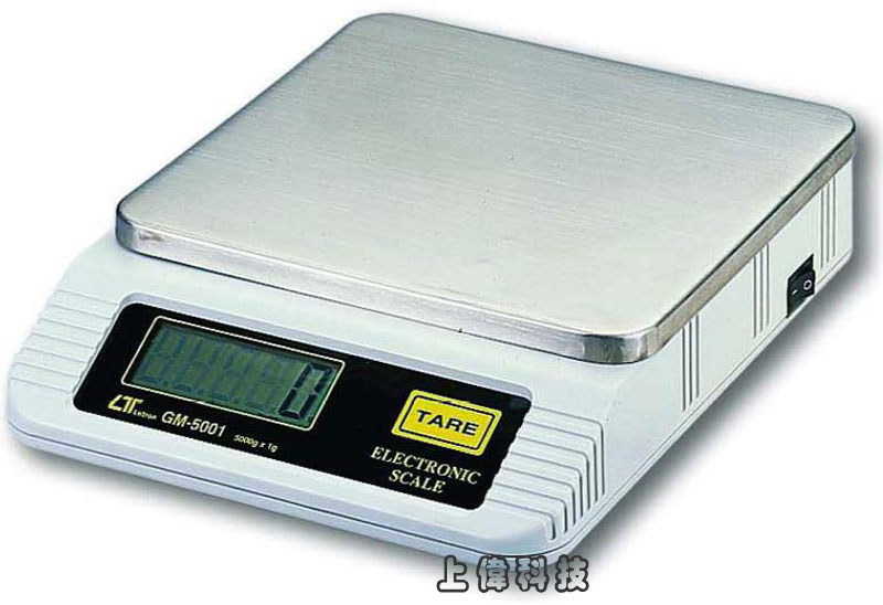 GM-5001 數字磅秤-秤量範圍 : 3 ~ 5000公克'解析度 : 1公克'精確度 : ±0.3%'具有扣重'歸零功能'公克/盎司單位切換,由上偉科技專業銷售'工程安裝'維修服務,洽詢電話02-22267567(代表號)由專人服務