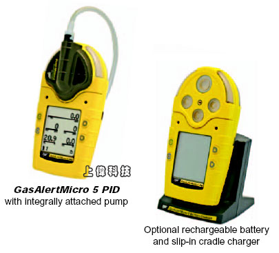 GasAlertMicro-5PID-BW攜帶式五用氣體偵測器-大型顯示幕一目了然,可同時顯示五種氣體濃度'體積小重量輕,僅370公克(擴散型)'聲光及震動警報功能 95db 警報聲'VOC氣體(PID)偵測'可記錄TWA,STEL及最大值'可選購電動取樣幫浦'可依需要選購感應探頭,由上偉科技專業銷售'工程安裝'維修服務,洽詢電話02-22267567(代表號)由專人服務