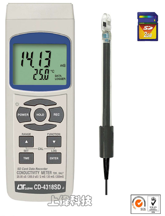 CD-4318SD 記憶式精密型電導/TDS/鹽分計-sunwe精密儀器