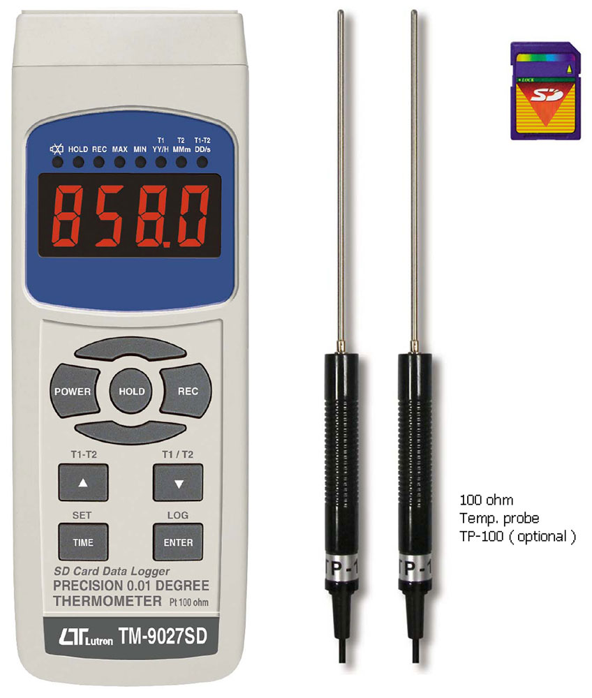 TM-9027SD 記憶式雙通道LED精密溫度計-上偉科技www.sunwe.com.tw