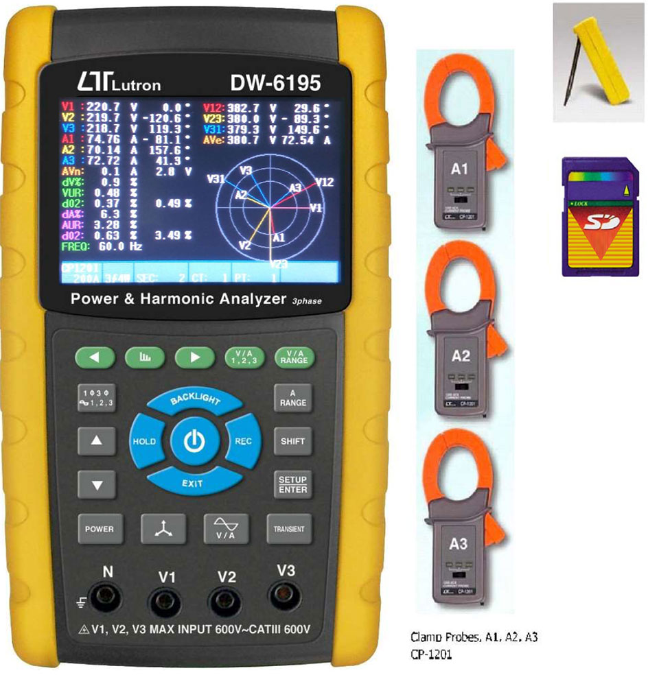 DW-6195 記憶式三相電力及諧波分析儀-上偉科技www.sunwe.com.tw