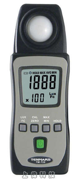 TM-720 LUX/FC 口袋型照度錶-3¾ 位數字 LCD,最大讀值 1999'矽光二極體及彩色濾光片'測量光源含括所有可見光'分光曲線修正,符合國際標準'餘弦角度測量修正'符合 JIS C 1609 : 1993 及 CNS 5119 一般A等級'過載顯示 OL,由上偉科技專業銷售'工程安裝'維修服務,洽詢電話02-22267567(代表號)由專人服務