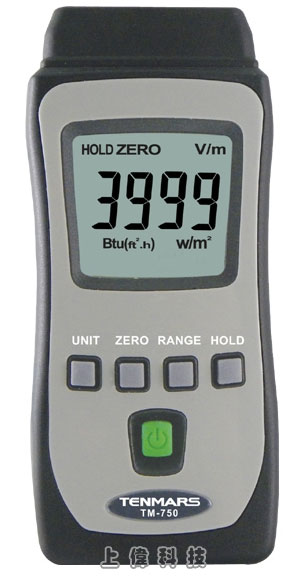 TM-750 口袋型太陽能功率錶-3½ 位液晶顯示器顯示,最大讀值 1999'超載顯示''OL'''測量 : 有 W/m2 或BTU (ft2*h) 可供選擇'預設自動關機時間約為15分' 長期使用穩定,由上偉科技專業銷售'工程安裝'維修服務,洽詢電話02-22267567(代表號)由專人服務